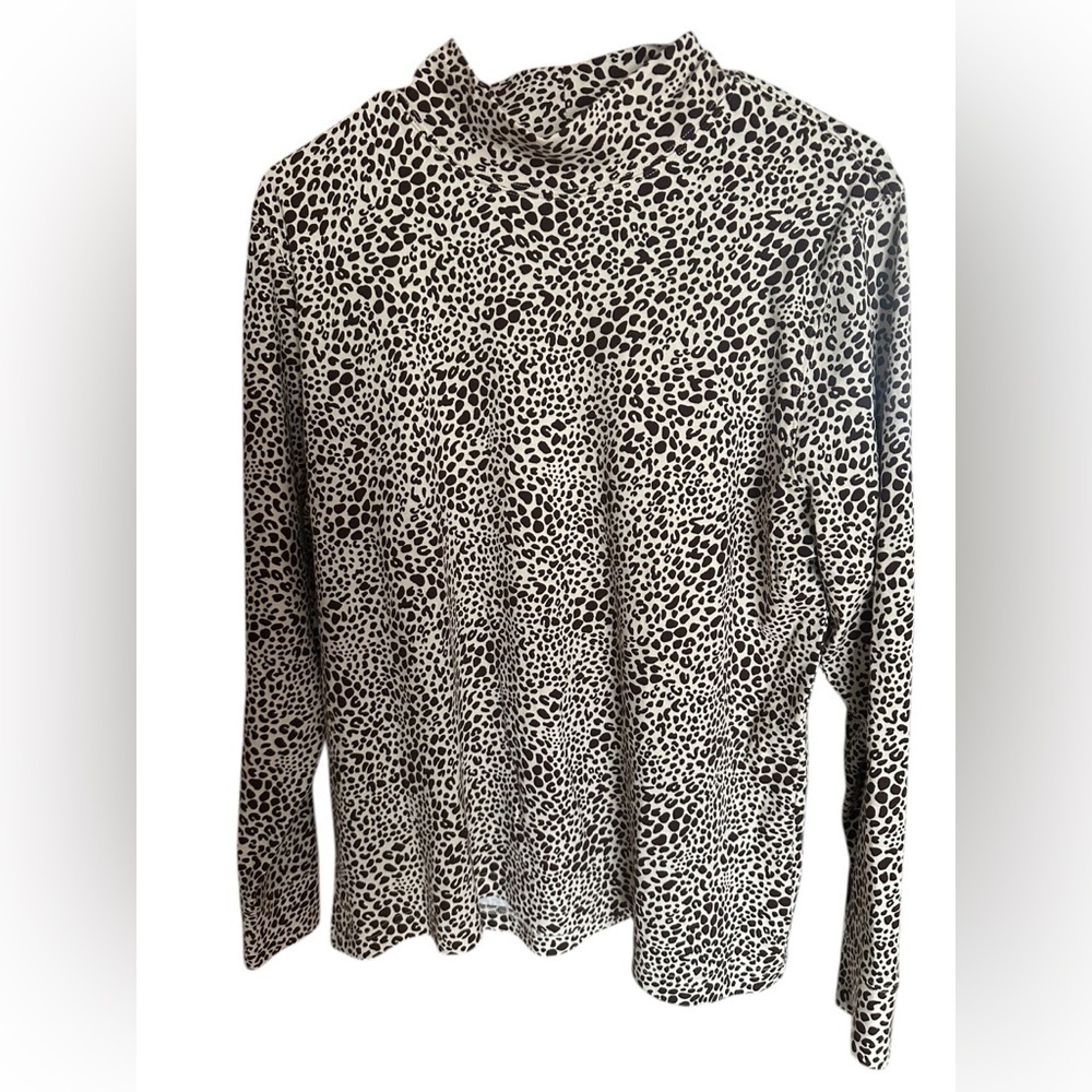 Lands' End Brown and cream Leopard-Print Long Sleeve Top- New without tags